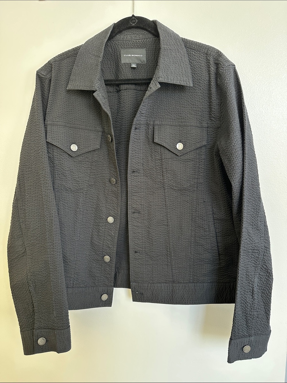 Club Monaco Men's Black Textured Button Jacket